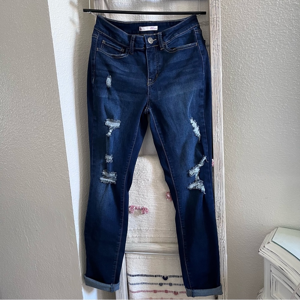 Distressed skinny jeans!